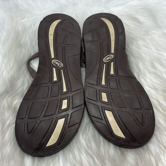 Chaco Brown EcoThread Strappy Thong Slide Sandals Sz 11
