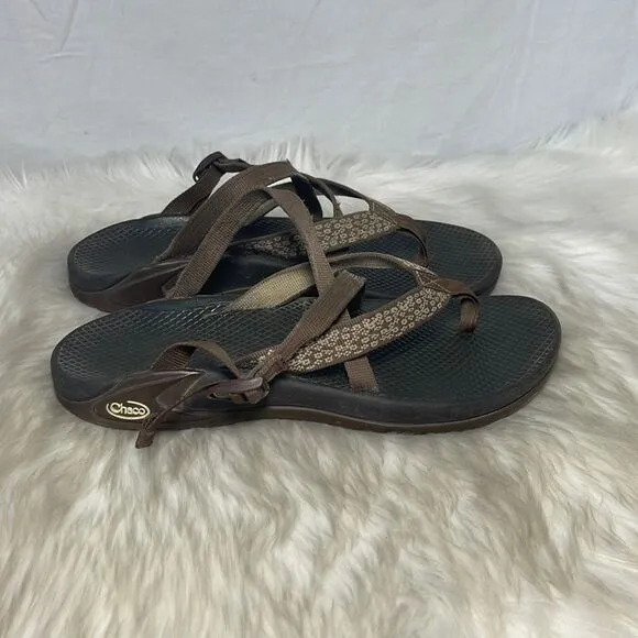 Chaco Brown EcoThread Strappy Thong Slide Sandals Sz 11