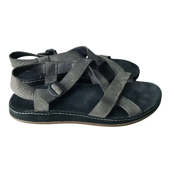 Chaco Wayfarer Tornado Strappy Sandals Gray Leather Womens Size 11 Criss Cross
