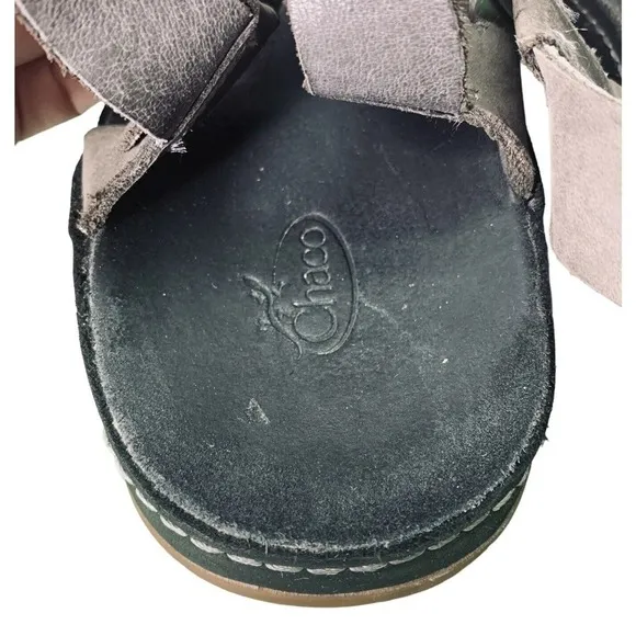Chaco Wayfarer Tornado Strappy Sandals Gray Leather Womens Size 11 Criss Cross