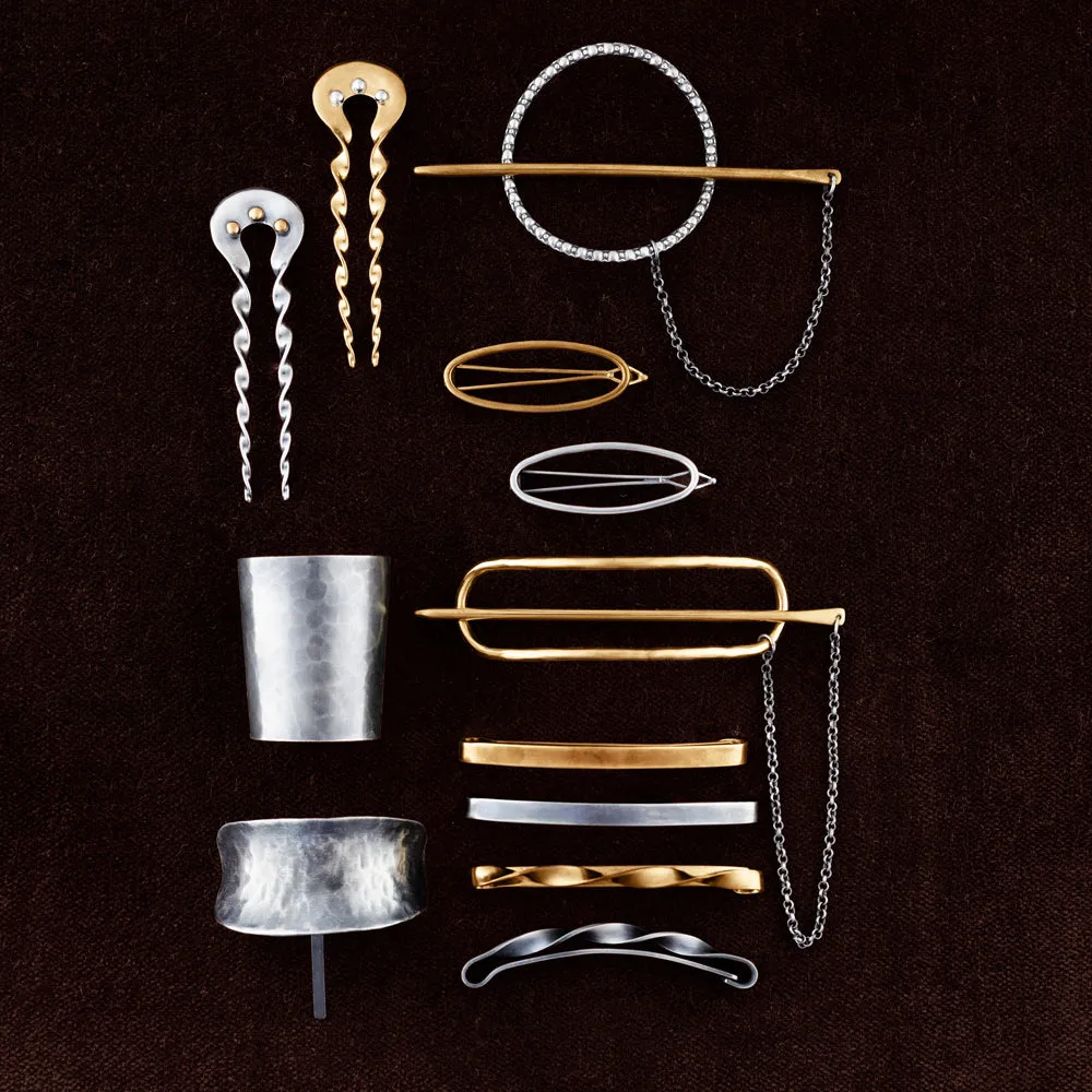 Chained Oval Hair Slide in Bronze