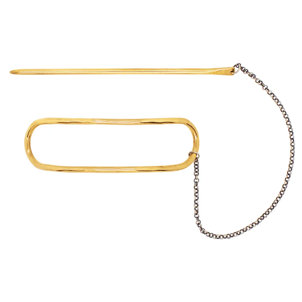 Chained Oval Hair Slide in Bronze