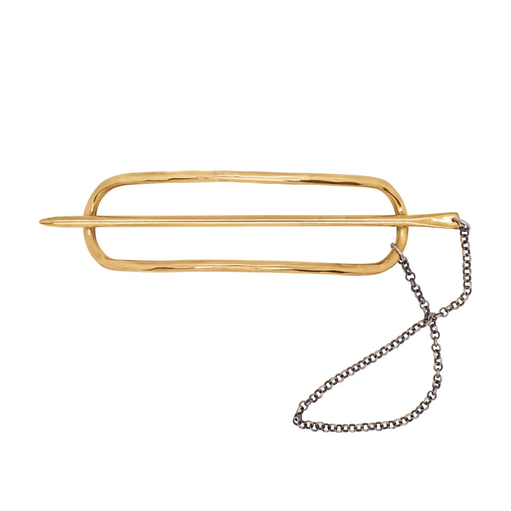 Chained Oval Hair Slide in Bronze