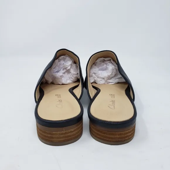 Clarks Black Leather Pure Blush Mules size 8.5