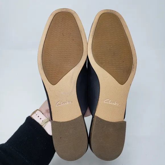 Clarks Black Leather Pure Blush Mules size 8.5