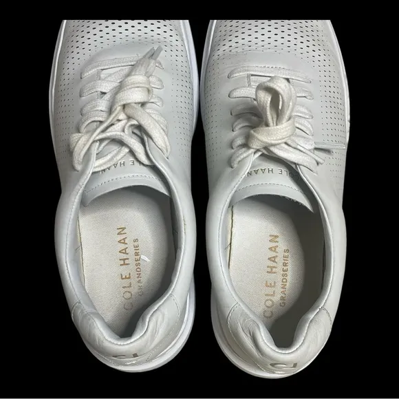Cole Haan Men's Sz 10 White Grand Pro Rally Laser Cut EVA Soft Leather Sneakers