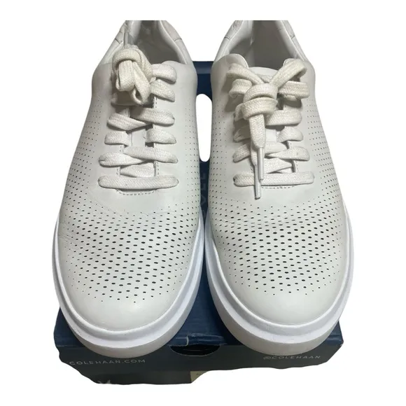 Cole Haan Men's Sz 10 White Grand Pro Rally Laser Cut EVA Soft Leather Sneakers