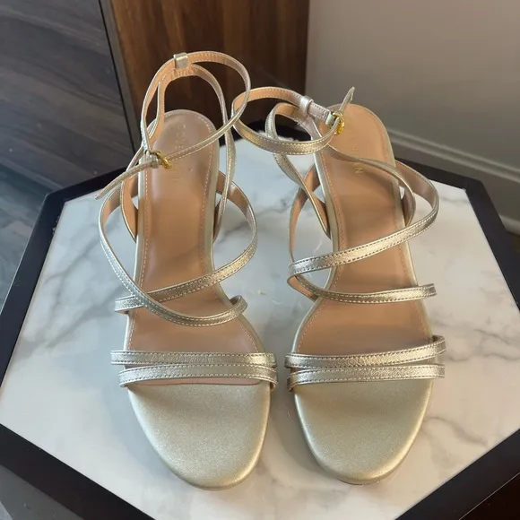 Cole Haan Women's Addie Strappy Sandals Pump Soft gold leather Size 9