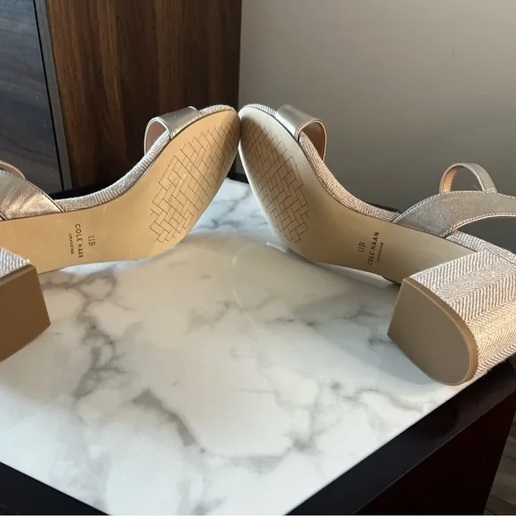 Cole Haan Women's Addie Strappy Sandals Pump Soft gold leather Size 9