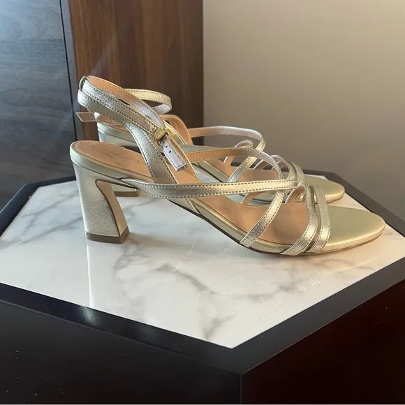 Cole Haan Women's Addie Strappy Sandals Pump Soft gold leather Size 9
