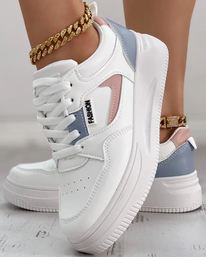Colorblock Breathable Lace up Sneakers