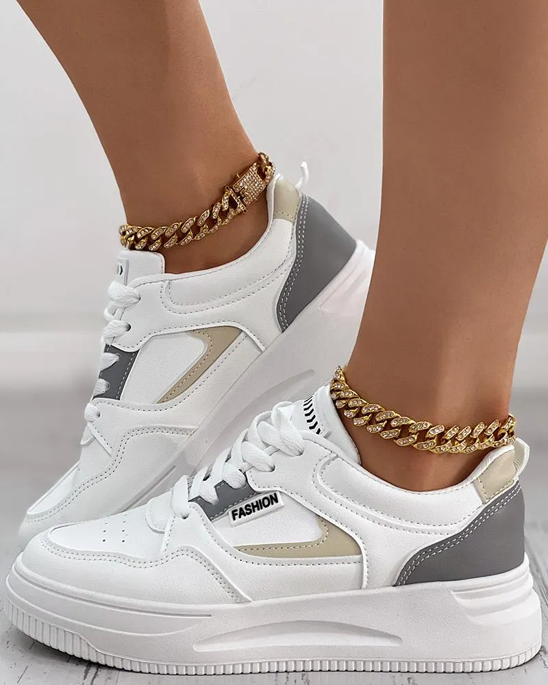 Colorblock Breathable Lace up Sneakers