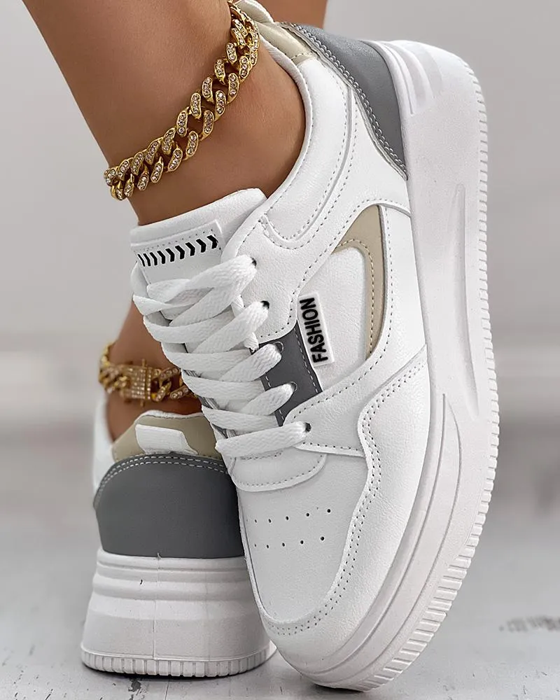 Colorblock Breathable Lace up Sneakers