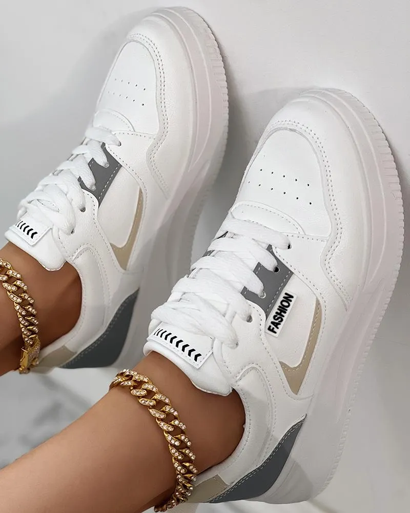 Colorblock Breathable Lace up Sneakers