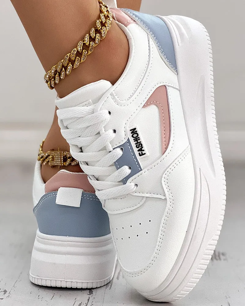Colorblock Breathable Lace up Sneakers