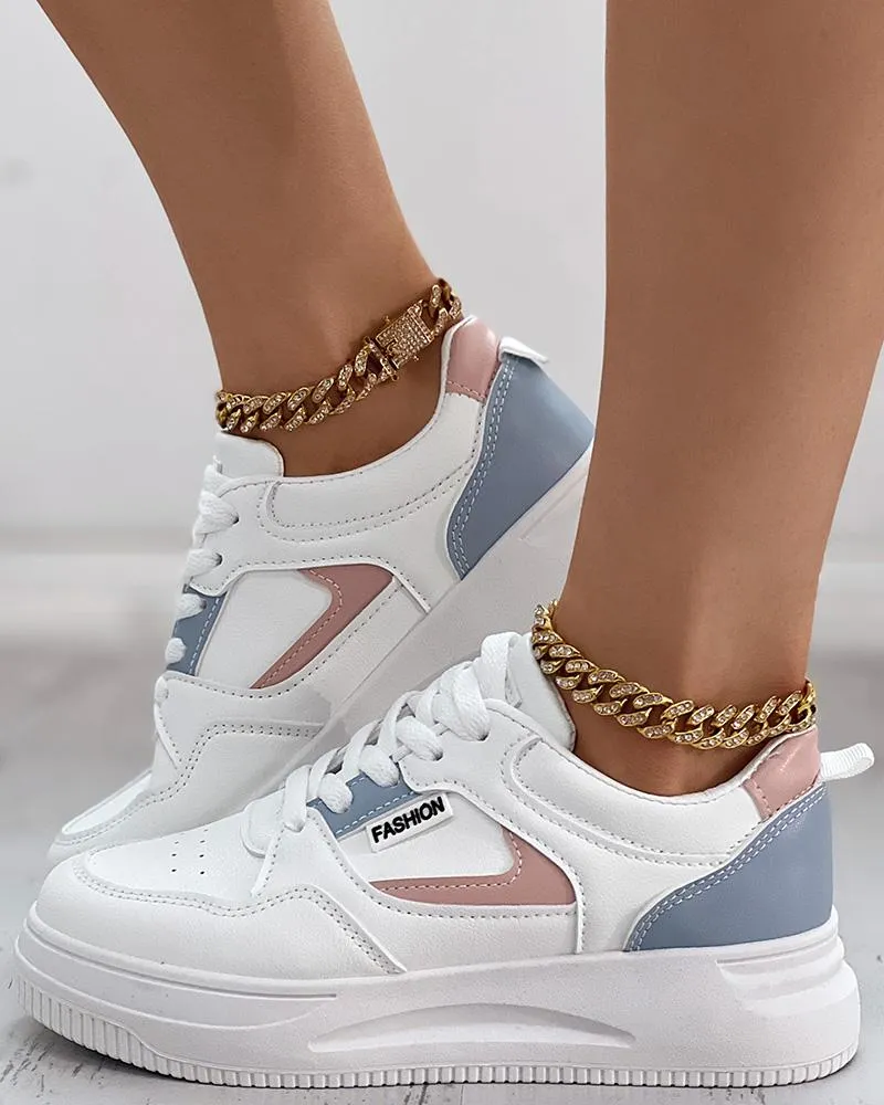 Colorblock Breathable Lace up Sneakers