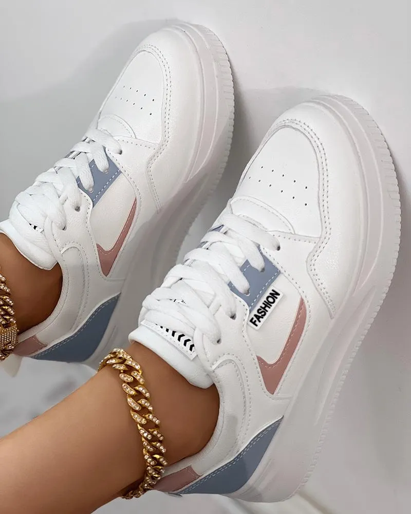 Colorblock Breathable Lace up Sneakers