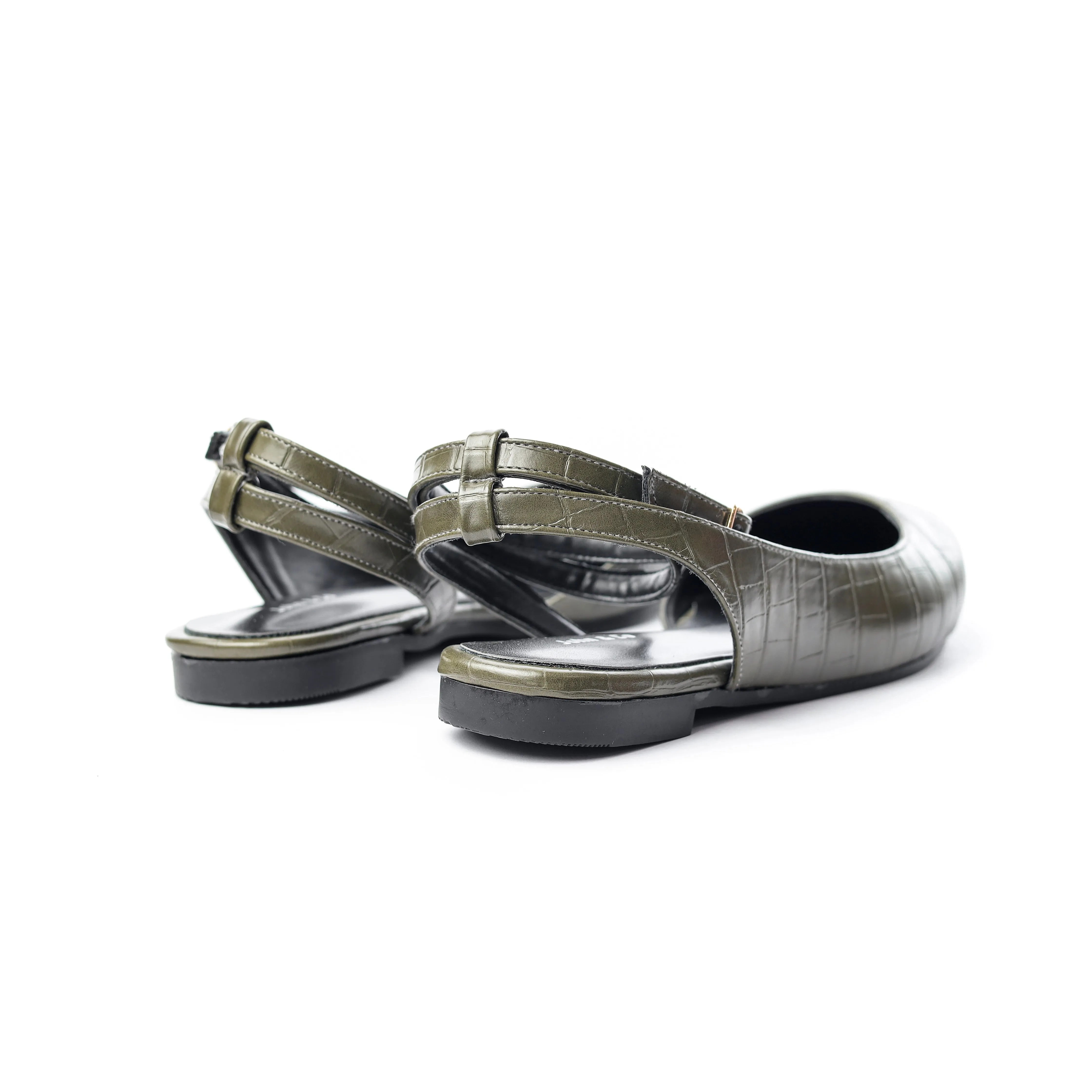 Crocodile-Embossed Ankle Flats