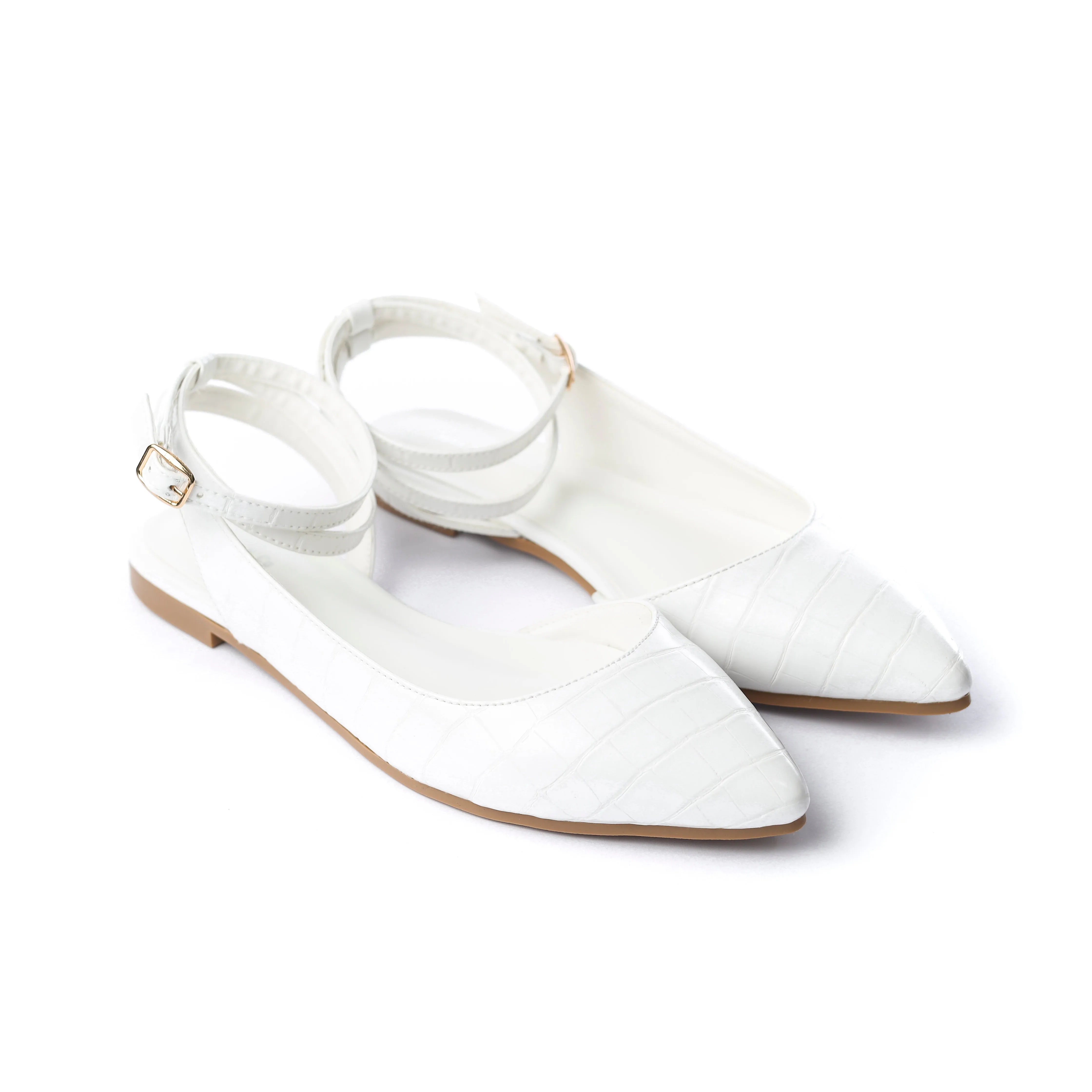 Crocodile-Embossed Ankle Flats