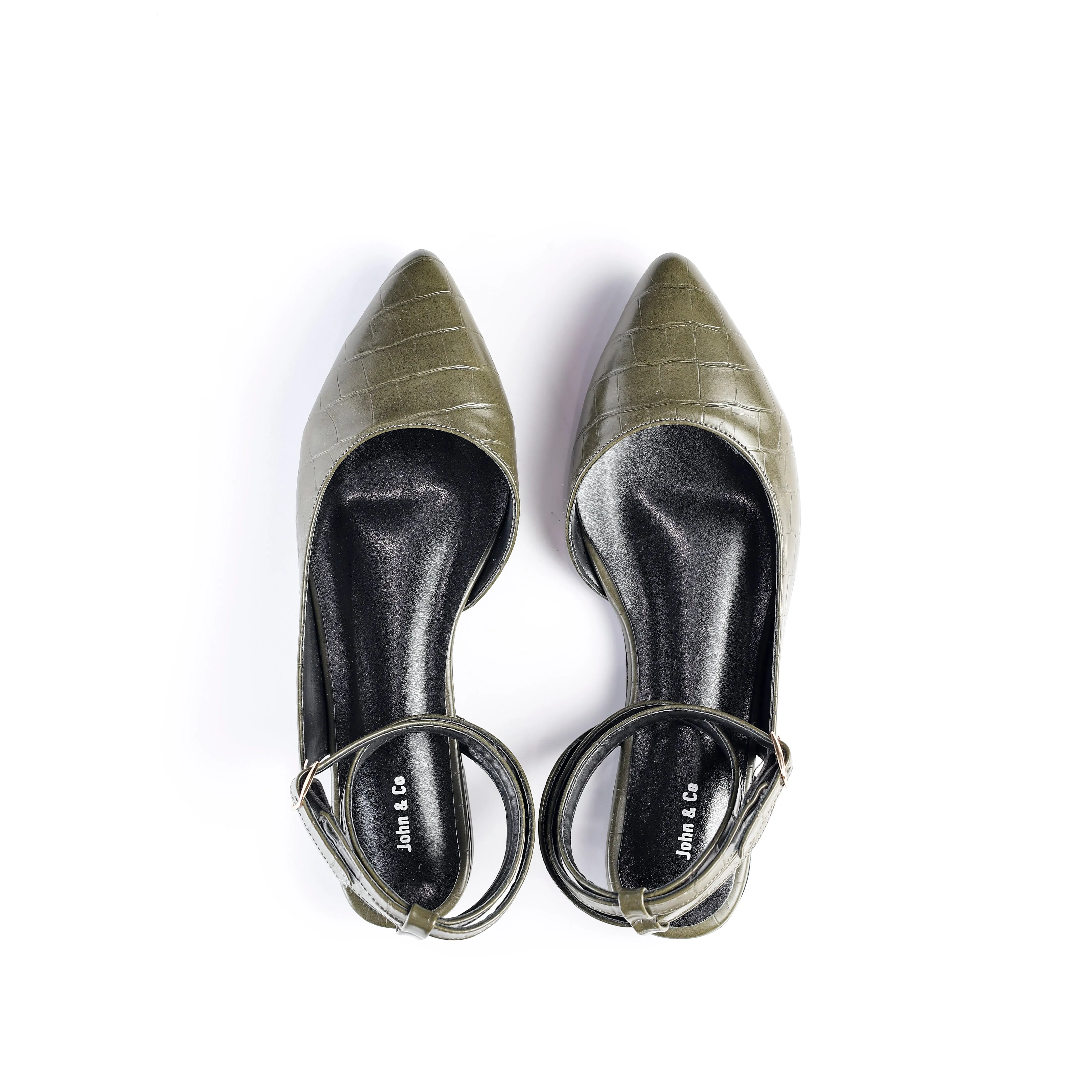 Crocodile-Embossed Ankle Flats