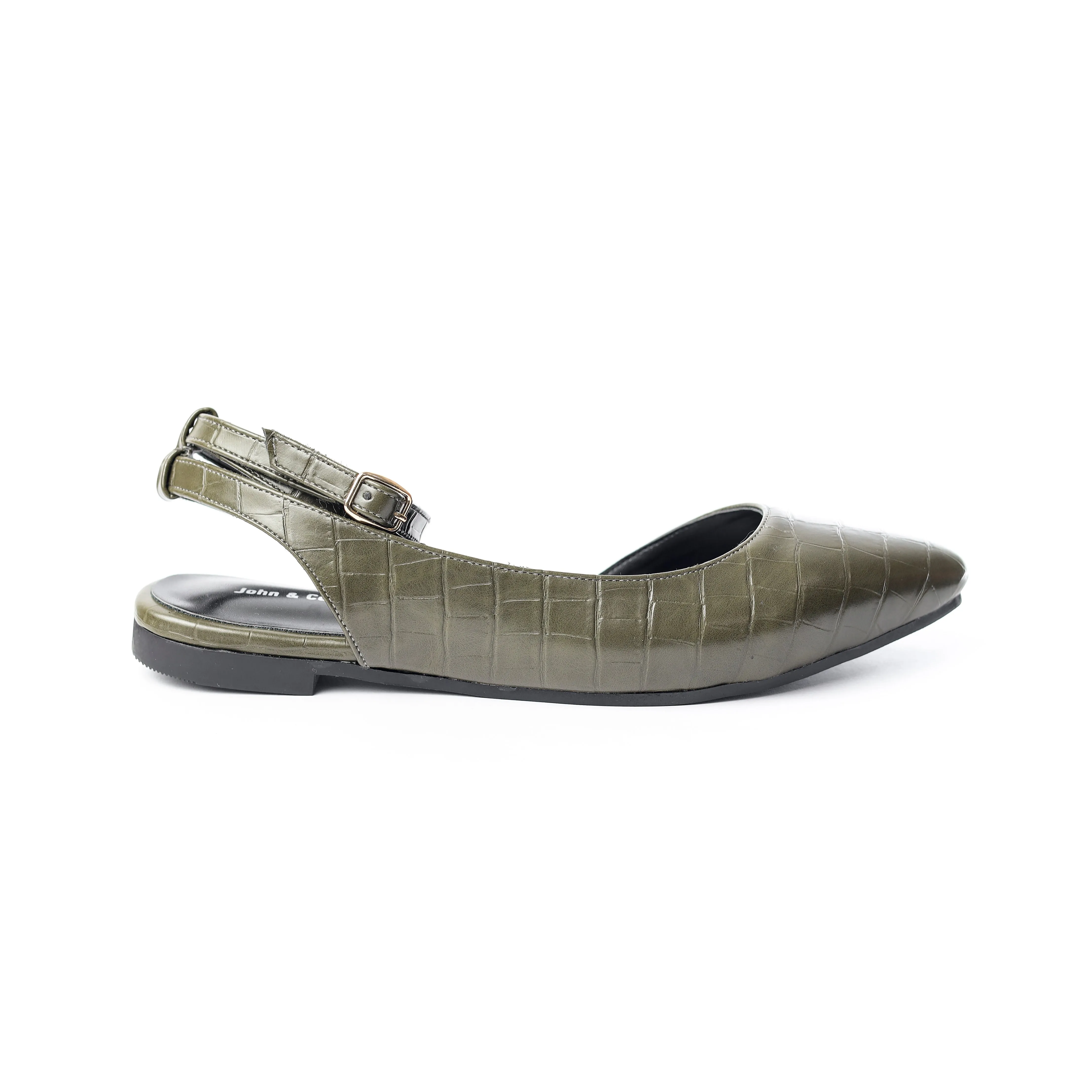 Crocodile-Embossed Ankle Flats