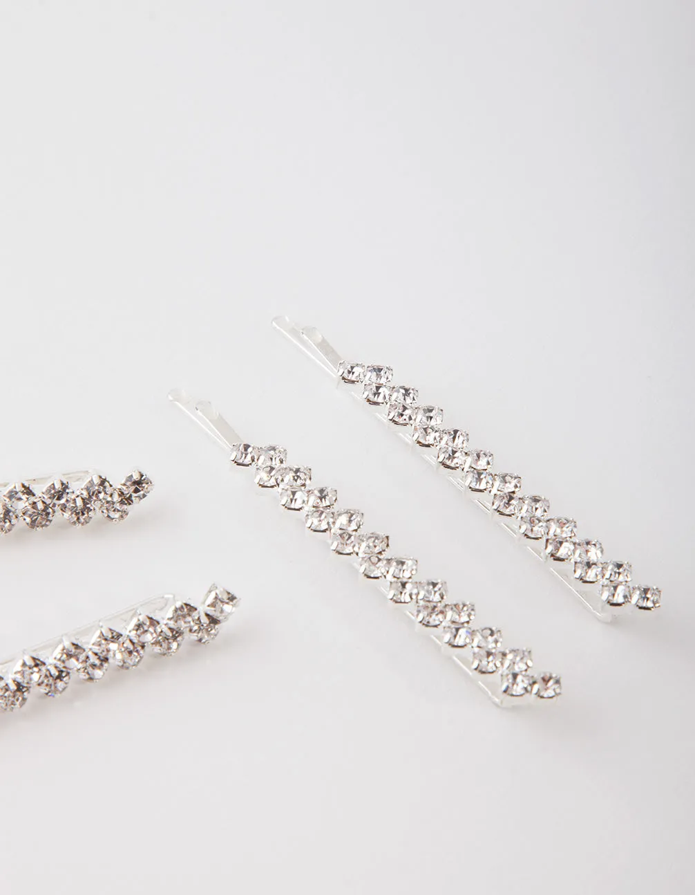 Diamante Zig Zag Pins 4-Pack In Silver