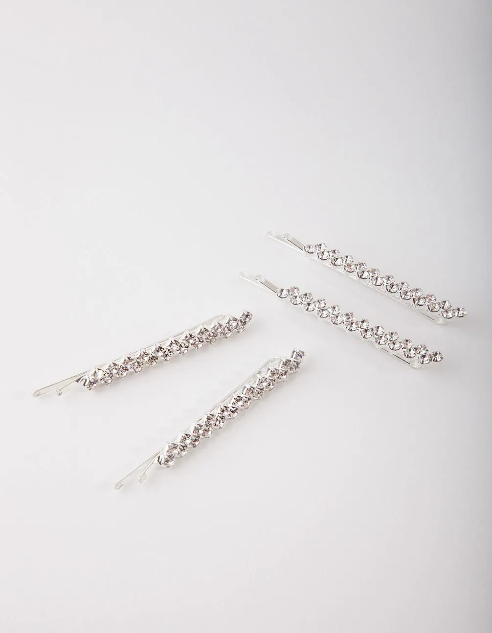 Diamante Zig Zag Pins 4-Pack In Silver