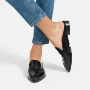 Everlane The Modern Penny Loafer Slip On Leather Mule Black Size 8