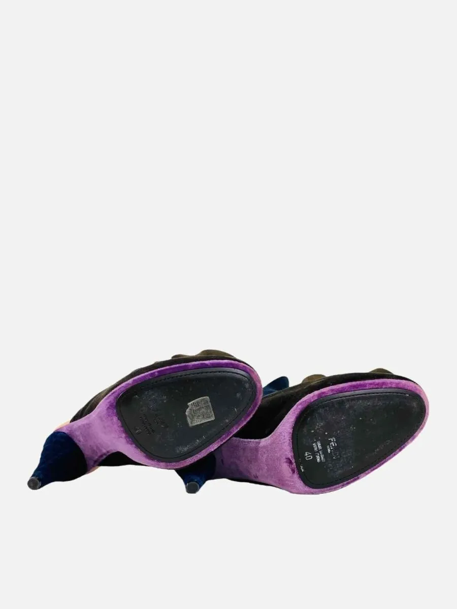 FENDI Ruffled Multicolor Mules 40