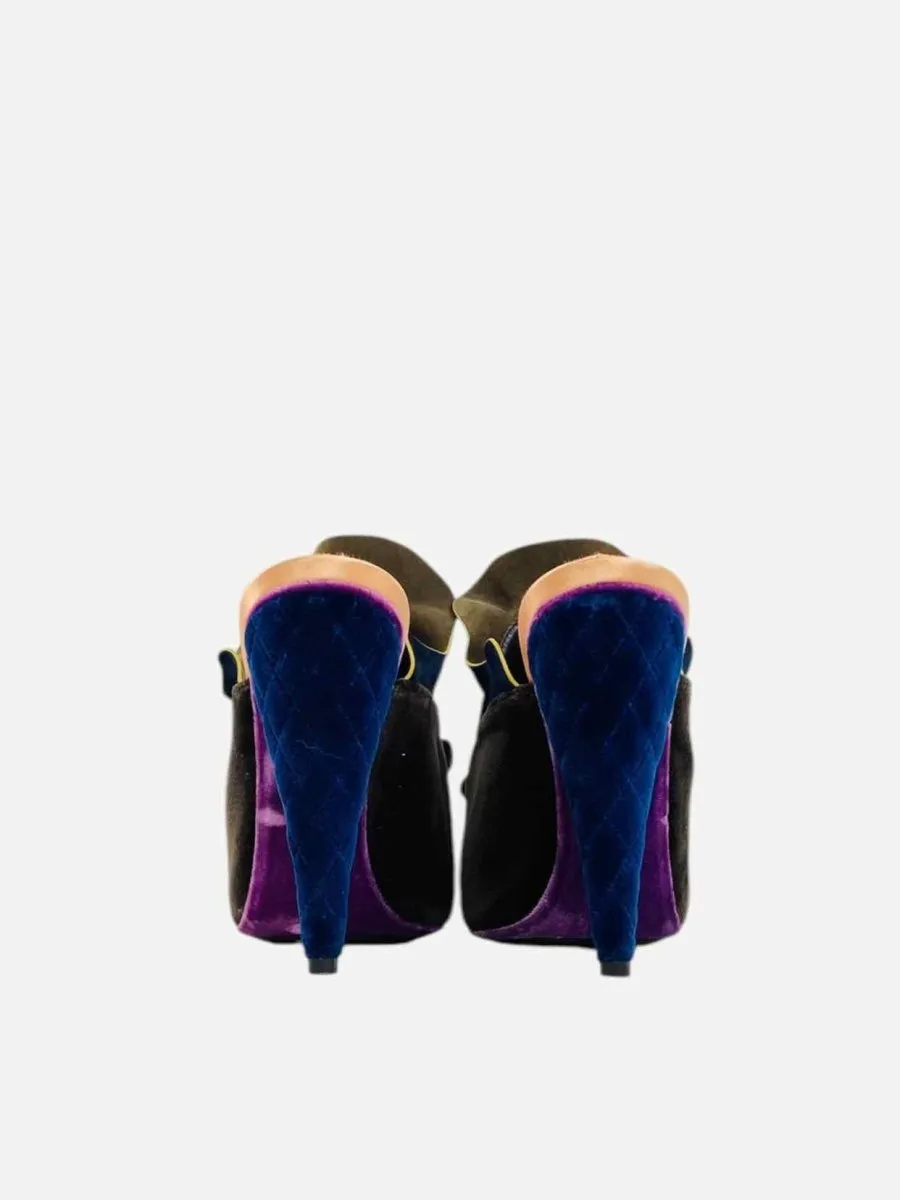 FENDI Ruffled Multicolor Mules 40