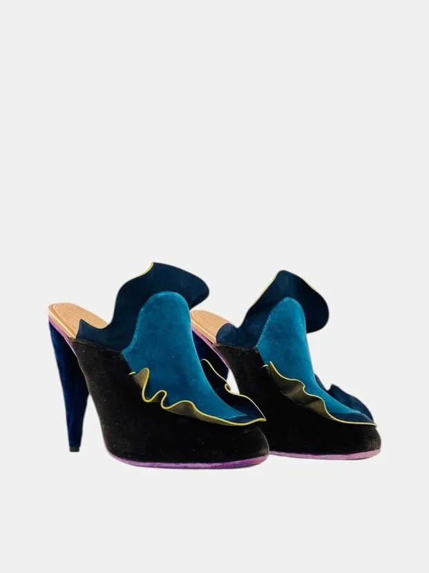 FENDI Ruffled Multicolor Mules 40