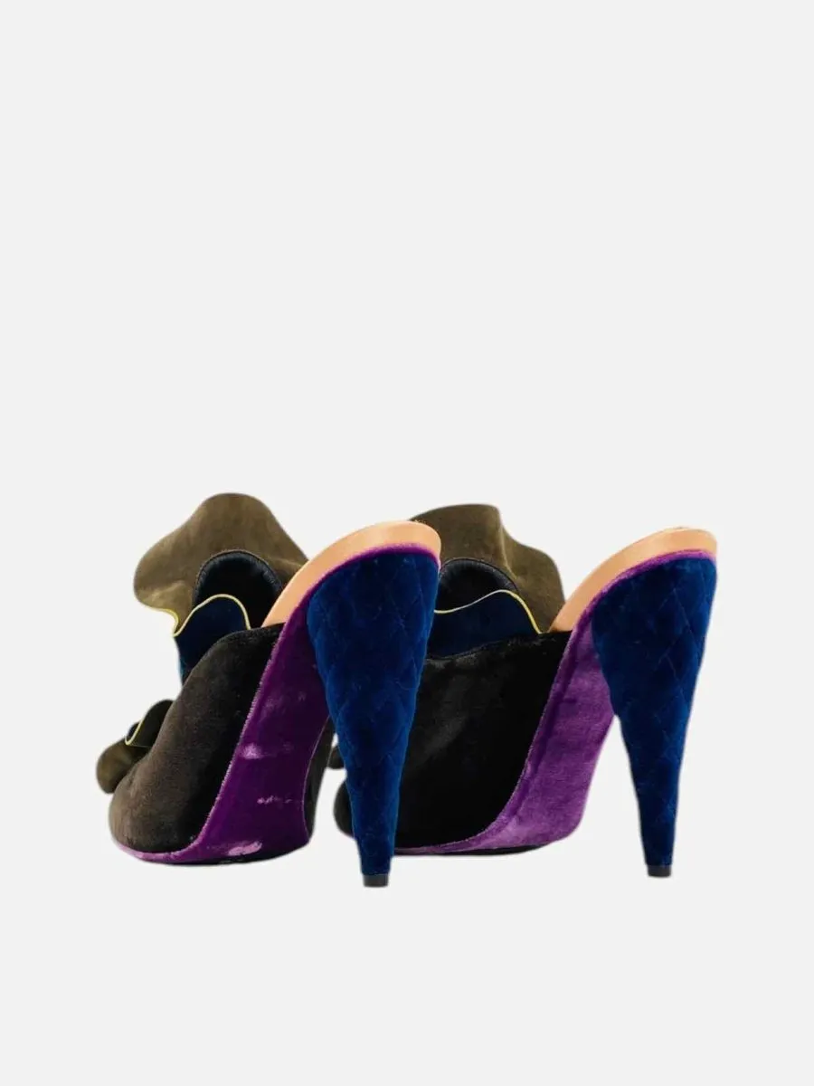 FENDI Ruffled Multicolor Mules 40
