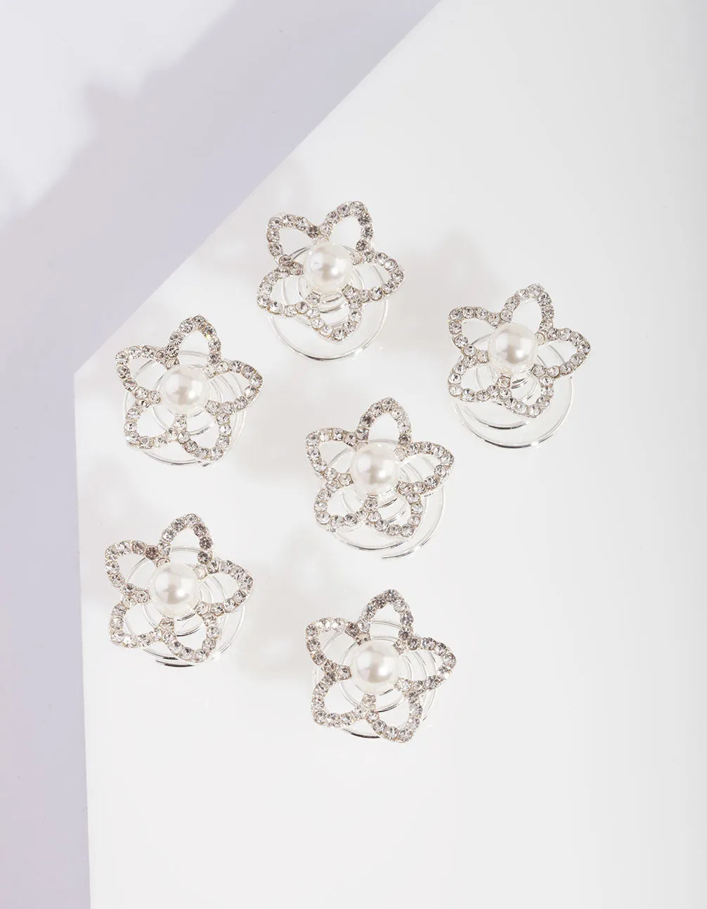 Flower Pearl Hair Jewels 6-Pack