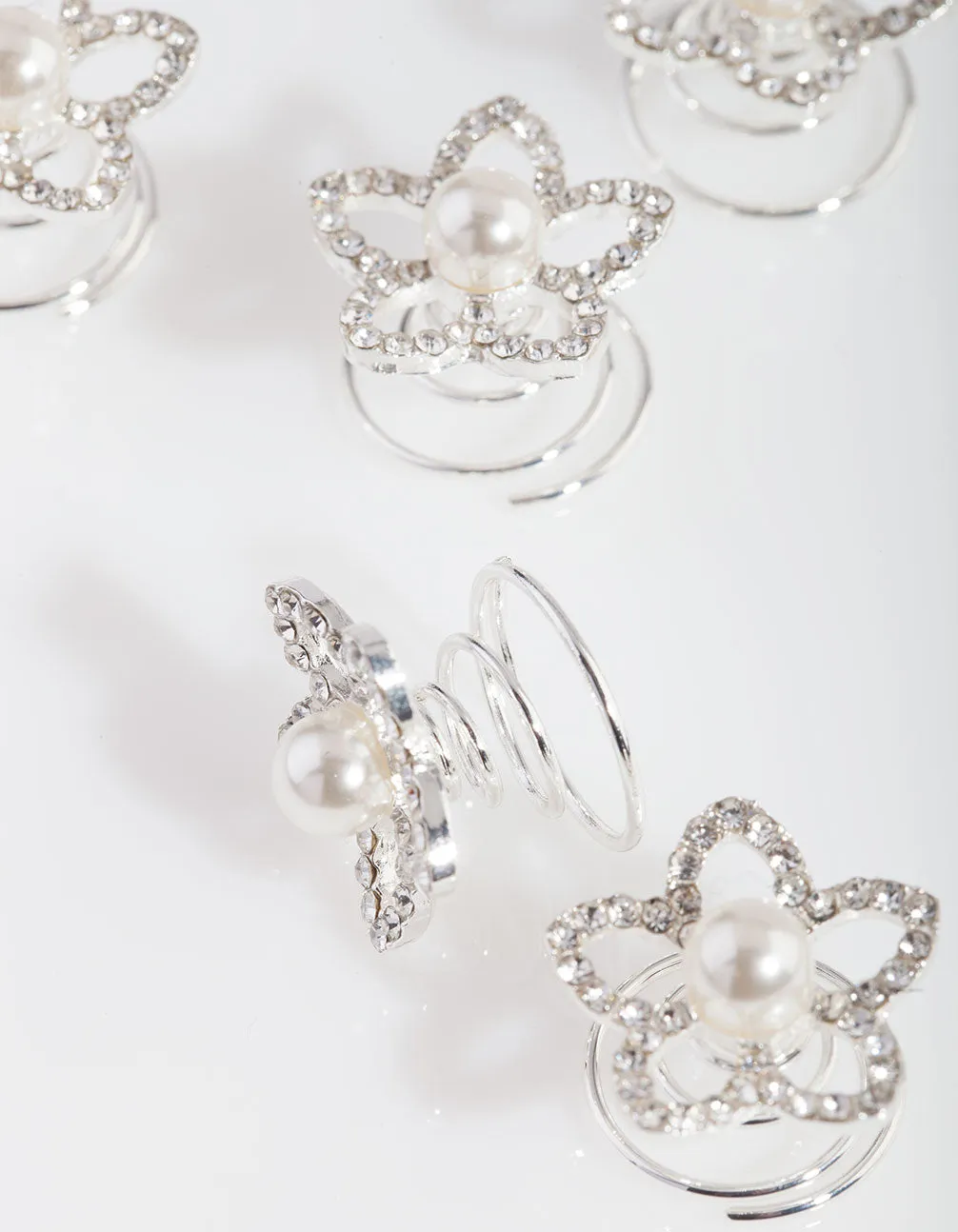Flower Pearl Hair Jewels 6-Pack