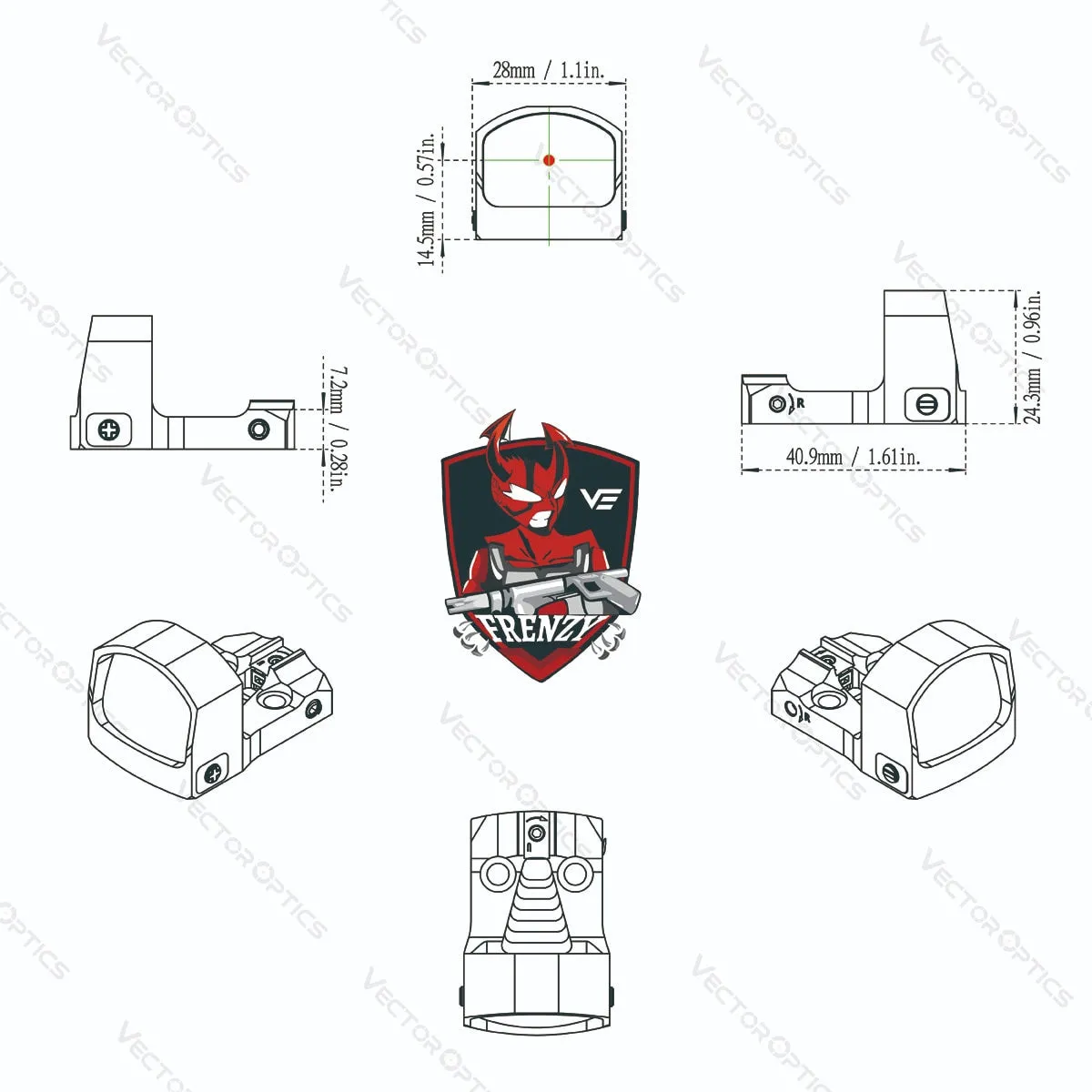 FRENZY 1x17x24 MIC Red Dot Sight - Black