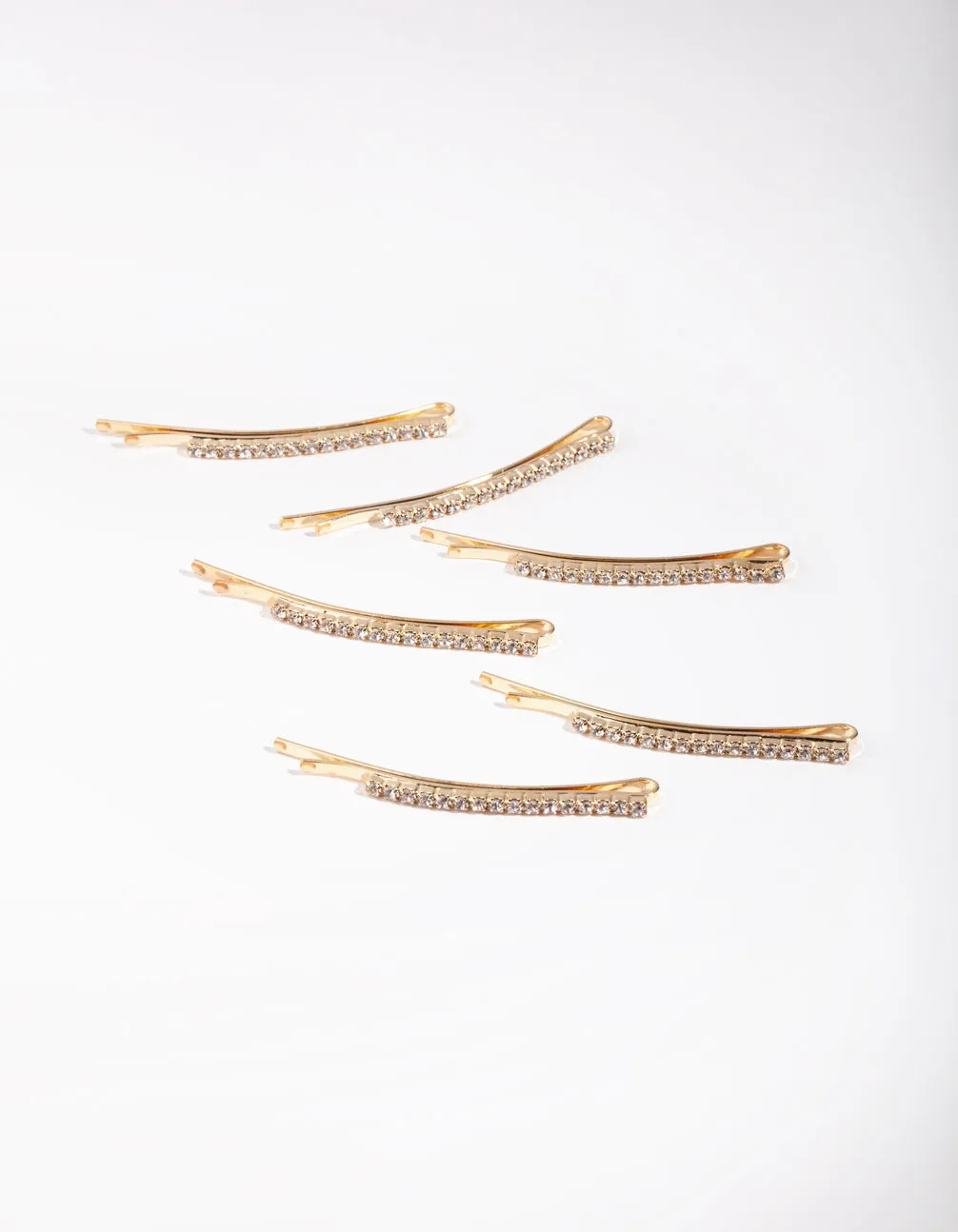 Gold Fine Diamante 6-Pack Bobby Pin