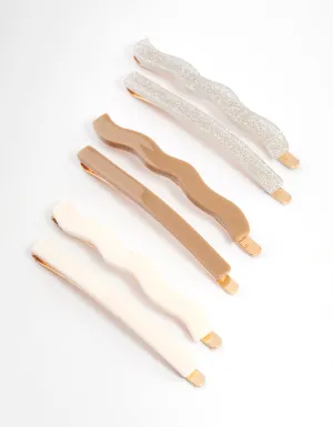 Gold Mixed Shape Hair Clips 6-Pack