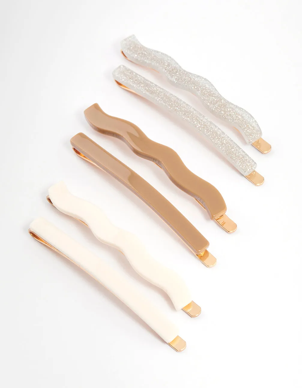 Gold Mixed Shape Hair Clips 6-Pack