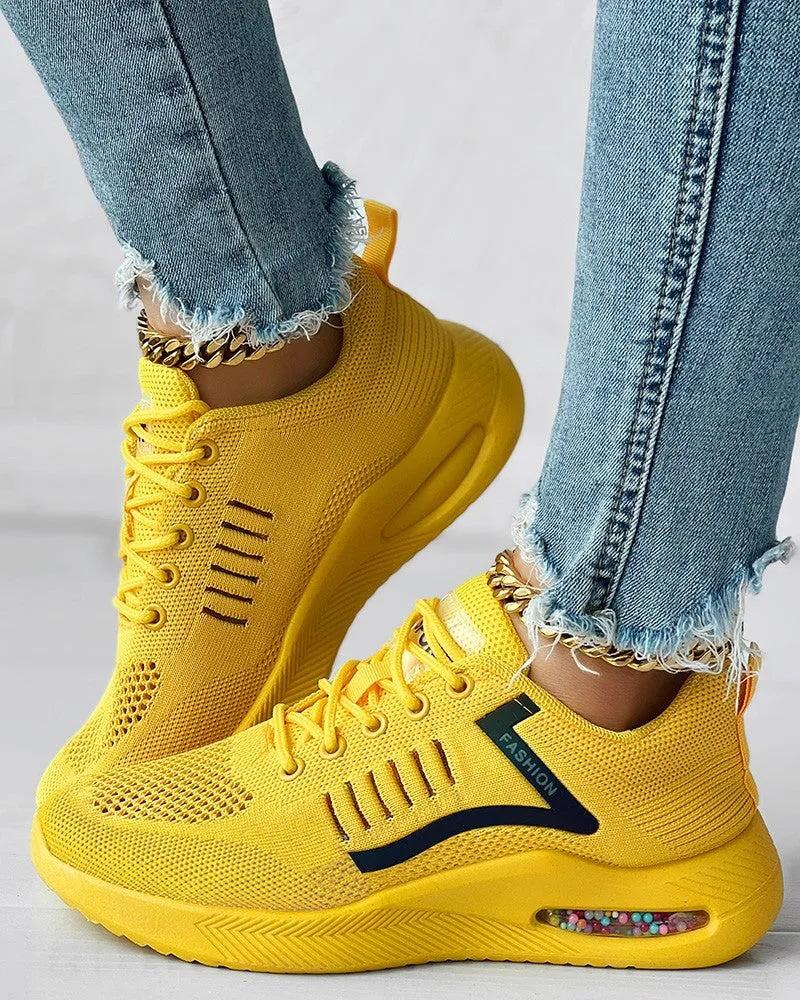 Hollow Out Breathable Lace up Casual Sneakers