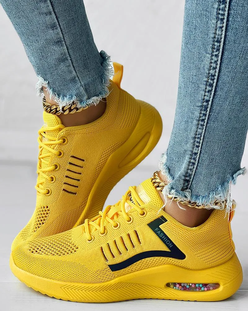 Hollow Out Breathable Lace up Casual Sneakers