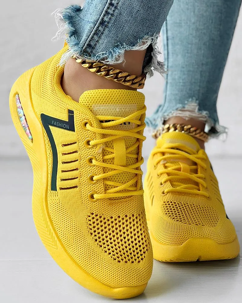 Hollow Out Breathable Lace up Casual Sneakers