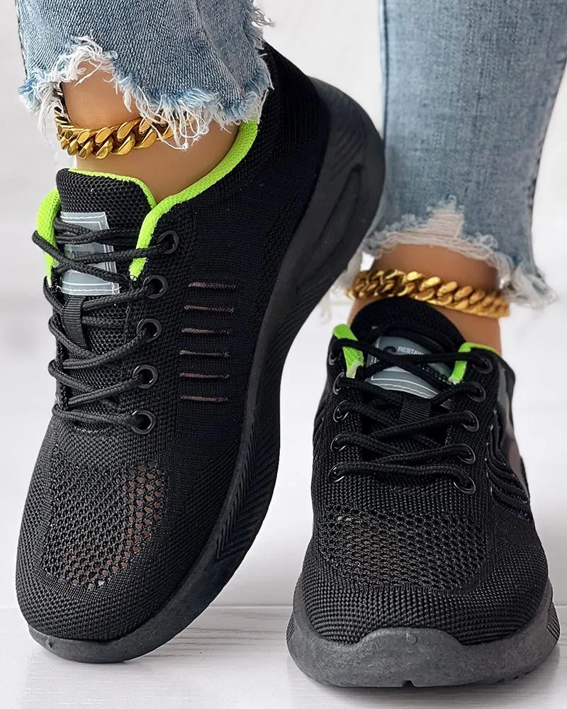 Hollow Out Breathable Lace up Casual Sneakers