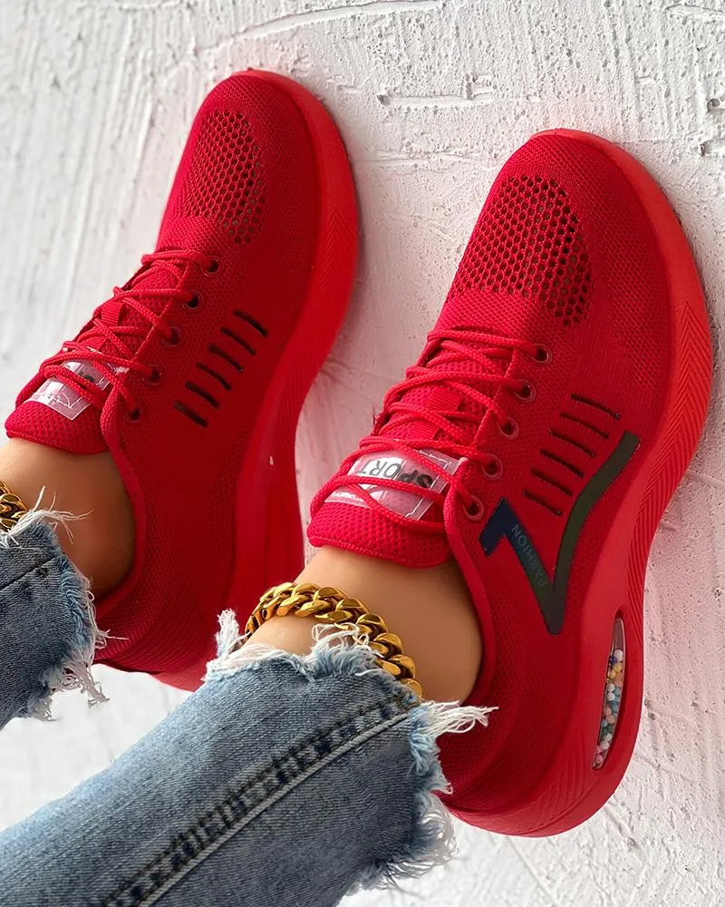 Hollow Out Breathable Lace up Casual Sneakers