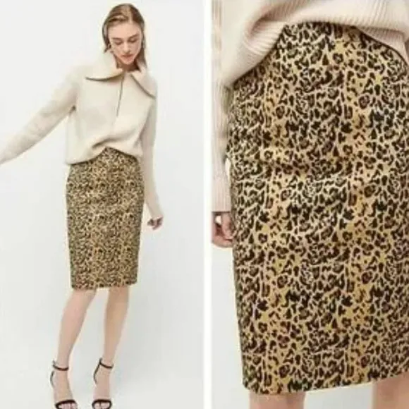 J. Crew Animal Print Pencil Skirt Size 4