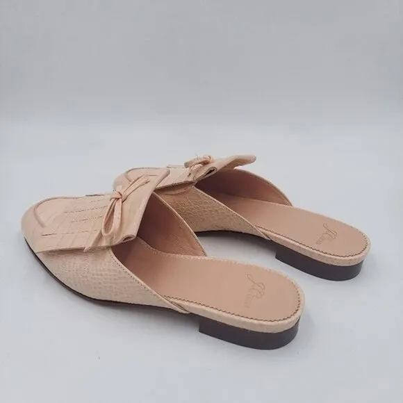 J Crew Kiltie Academy Womens cream leather  Penny loafer mules Sz 7M New