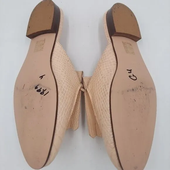 J Crew Kiltie Academy Womens cream leather  Penny loafer mules Sz 7M New