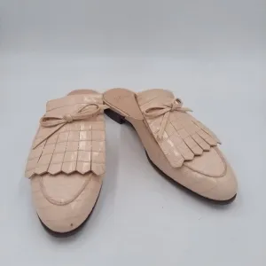 J Crew Kiltie Academy Womens cream leather  Penny loafer mules Sz 7M New