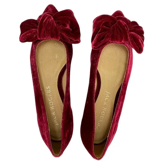 Jack Rogers Heidi Bordeaux Velvet Womens Flats Size 5.5M NWOB