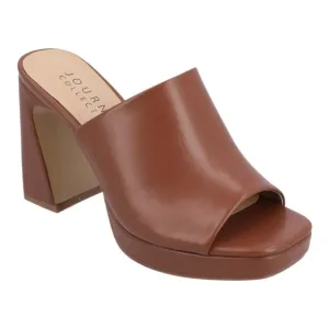 Journee Women's Ezzlynn Platform Mule Slide Sandals Brown Size 9