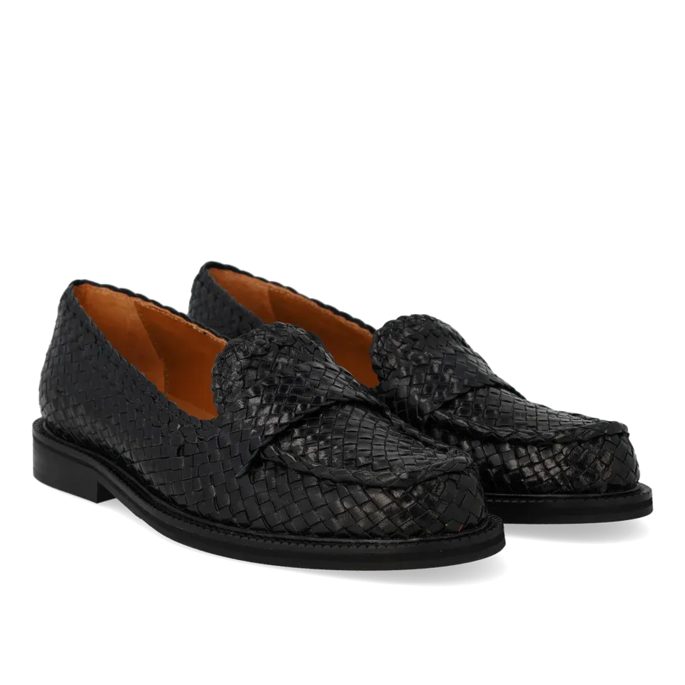 Klassisk Håndflettet Penny Loafer, Black